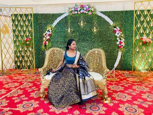 Dark Blue lehenga Skirt And Golden Blouse