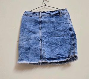 Acid Wash Denim Mini Skirt