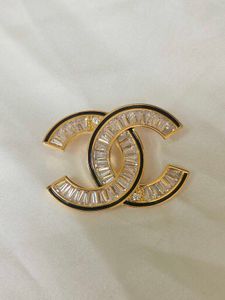 Elegant CC Brooch with Crystals