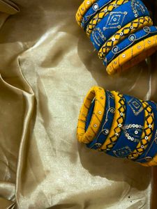 Vibrant Blue & Yellow Bangle Set