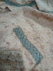 Beige Floral Lace Kurti |