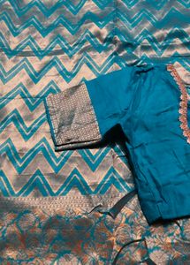 Elegant Blue Silk Saree with Blouse