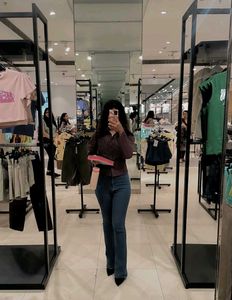 Brown Striped Bell Sleeve Top