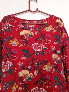 Vibrant Floral Print Long Sleeve kurti