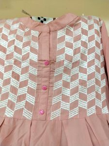 Peach Colour Top With Embroidery Design