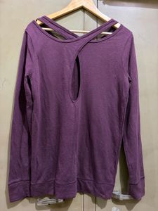 Purple Long Sleeve Cut-Out Top