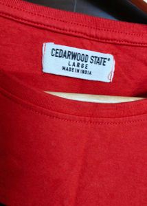 Cedarwood State Men Grey Red Regular Fit Tshirt