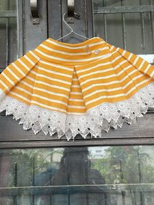 Striped Lace Trimmed Skirt