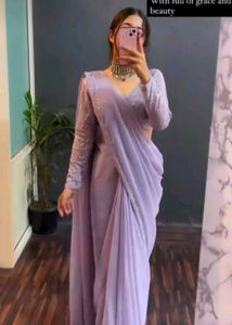 Elegant Lavender Saree with Embellished Blouse