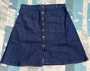 A Blue Coloured Denim Skirt.