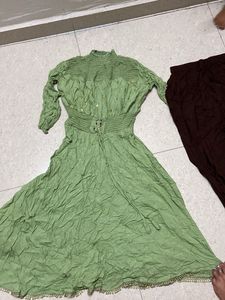 Elegant Green Kurta Set with Embellished Pants