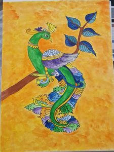 Vibrant Hand-Painted Peacock Art