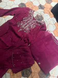 Embroidered Pink Kurta set