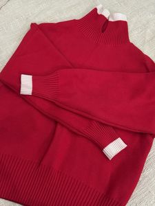 Vibrant Red Mock Neck Sweater