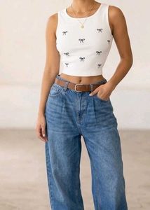 Cute Bow Detail Crop Tank Top