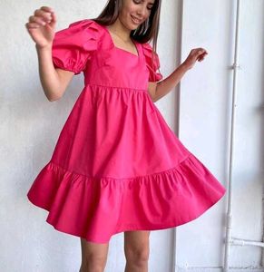 Pink Ruffle Mini midi summer Dress
