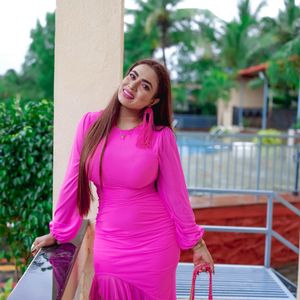 Vibrant Pink Ruched soft mesh Dress