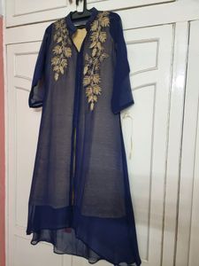 Elegant Navy Blue Embroidered Tunic