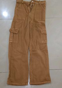 Stylish Brown Cargo Pants &amp; White Top Set