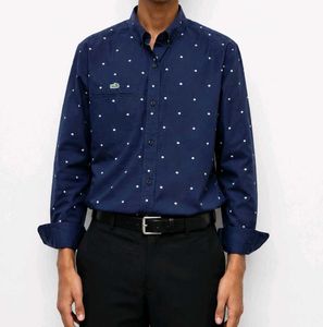 Lacoste Navy Blue Polka Dot Shirt