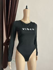 Black "Vibes" Bodysuit