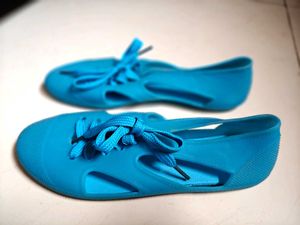 Blue Jelly Lace-Up Flats