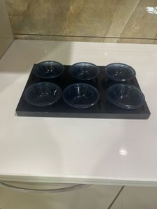 6-Piece Glass Serving Bowls Set with Tray