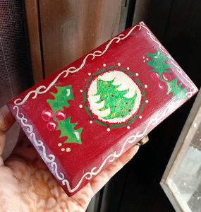Vintage Hand-Painted Christmas Keepsake Wooden Box