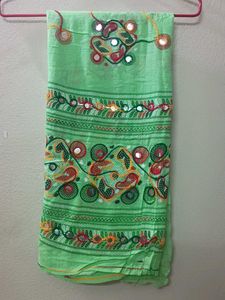 Embroidered Dupatta with Mirror Work (pure cotton)