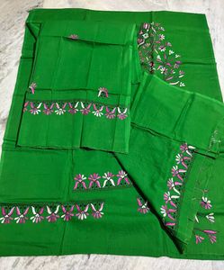 Handcrafted Bengal Kantha work dress material.