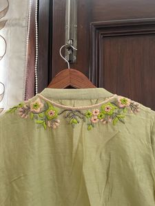 Light green ethnic dress with detachable jacket