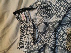 Snakeskin Print Mock Neck Top