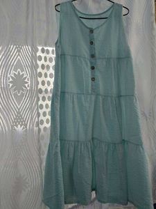Light Blue Tiered Button-Up Dress