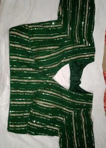 Elegant Sequin Embellished Green Blouse