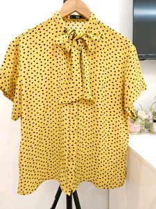 Mango Tie Up Collar Top