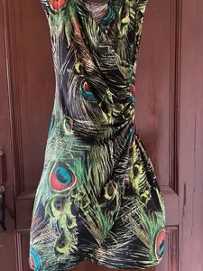 Stunning Peacock Print Wrap Dress