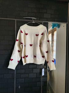 Heart Pattern Knit Sweater