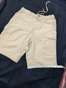 Khaki Cotton Linen Shorts