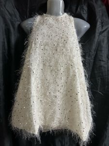 Sparkly White Feather Tunic Top