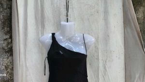65209. Chic One-Shoulder Black Top