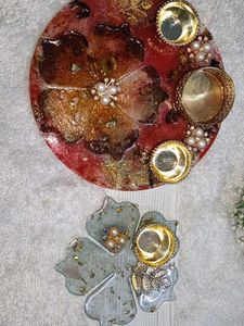 Karwa chauth pooja thali with tiny Tilak thal