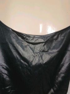 (100)Black Faux Leather Cami Top