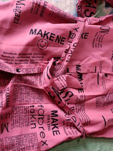 Newspaper Print Midi Dress And Shirt , Colour - Pink , Size- M