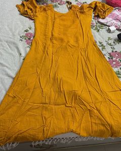 Yellow Kurta with Button Detail