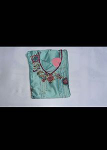 Teal Kurta Set with pink dupatta