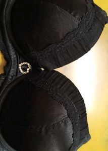 Black Lace Trim Padded Bra