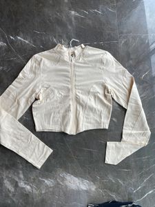 Champagne Cropped Zip-Up Jacket