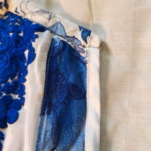 Silk And Cotton Embroidered Kurti
