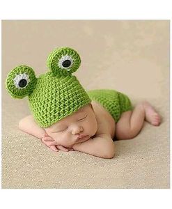 Cute Frog Crochet Baby Bannie Cap