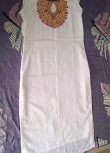 Embroidered white kurta